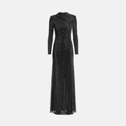 Black crystal draped dress
