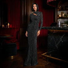 Black crystals draped dress