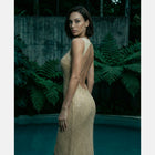 Nude crystals gown dress