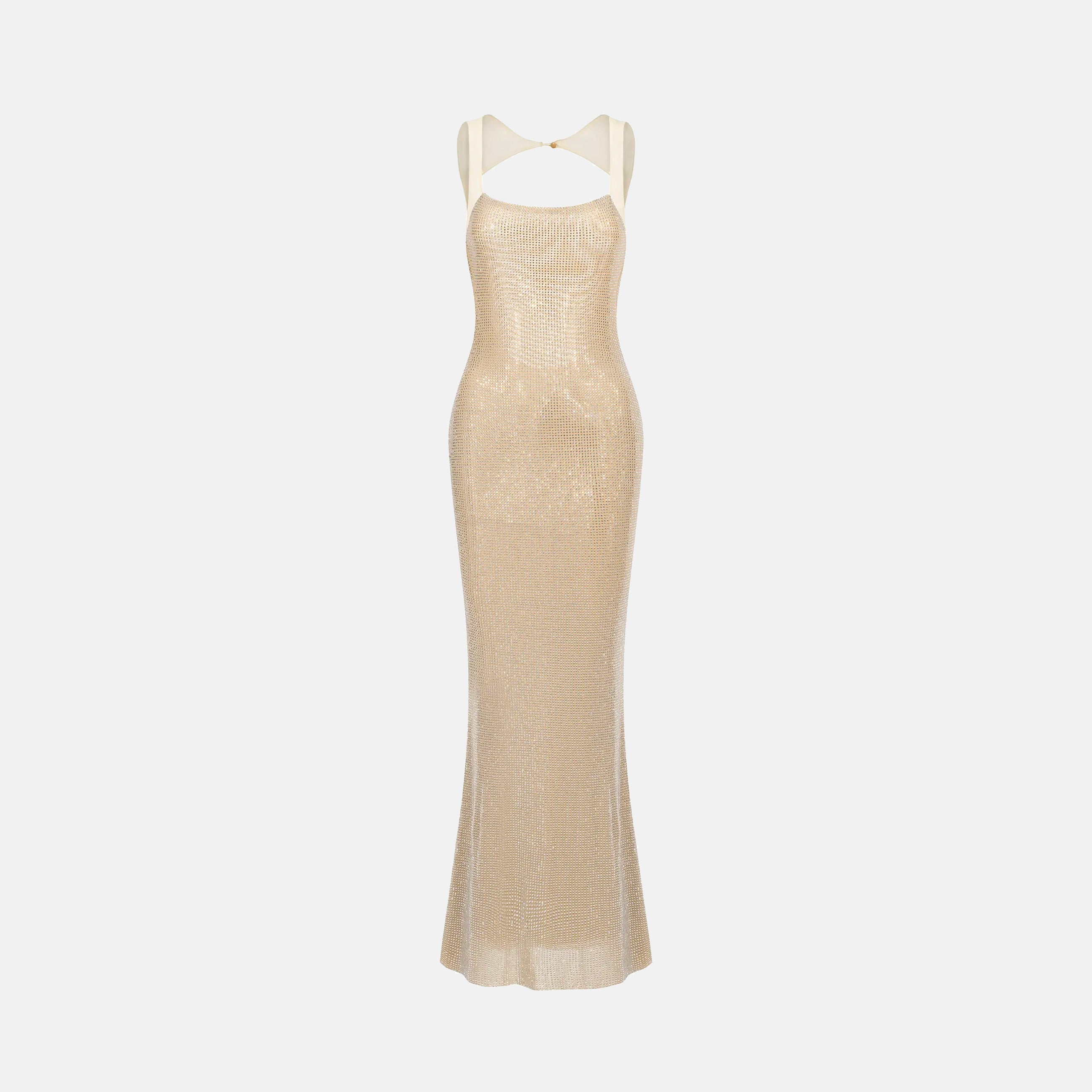 Nude crystals gown dress