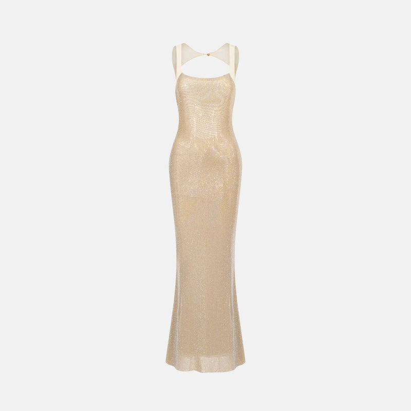 Nude crystals gown dress