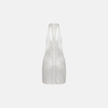 White crystal mesh V-neck mini dress