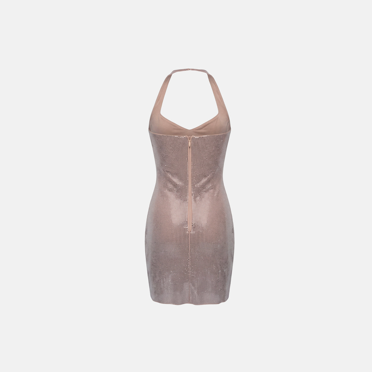 Nude crystal mesh sweetheart mini dress