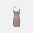 Nude crystal mesh sweetheart mini dress