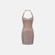 Nude crystal mesh sweetheart mini dress