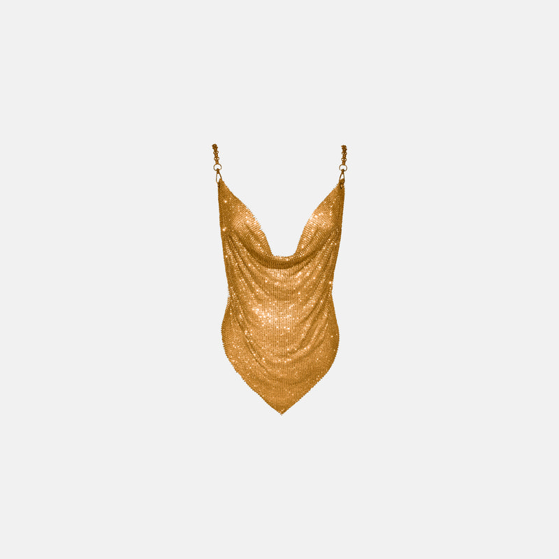 Dark gold mini crystals X chain top