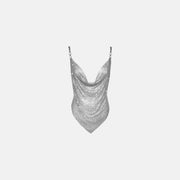 Silver mini crystals X chain top