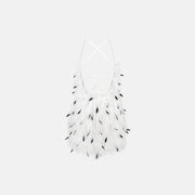 White ostrich feather halterneck mini dress