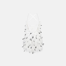 White ostrich feather halterneck mini dress