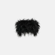 Black ostrich feather bandeau top
