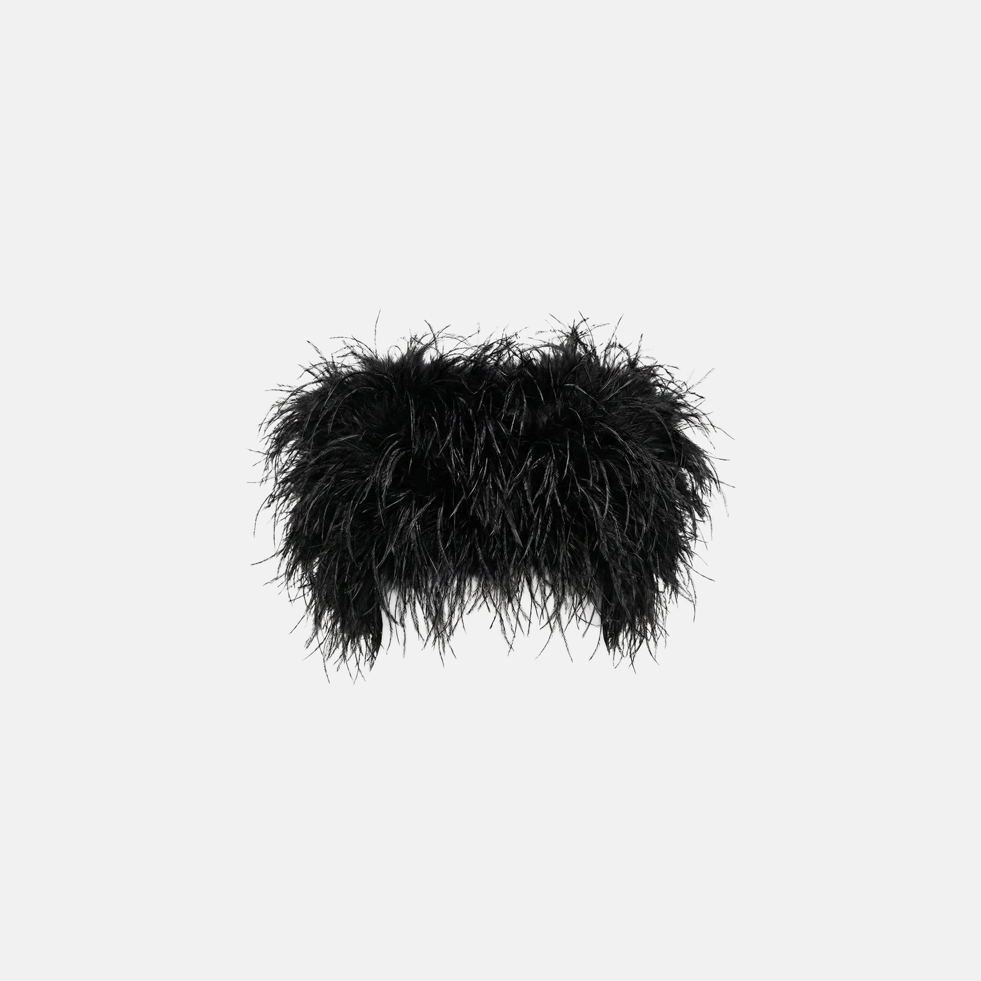Black ostrich feather bandeau top