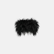 Black ostrich feather bandeau top