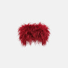 Top in piume di struzzo con scollo a fascia di colore rosso