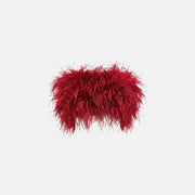 Top in piume di struzzo con scollo a fascia di colore rosso