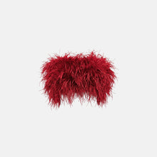Top in piume di struzzo con scollo a fascia di colore rosso