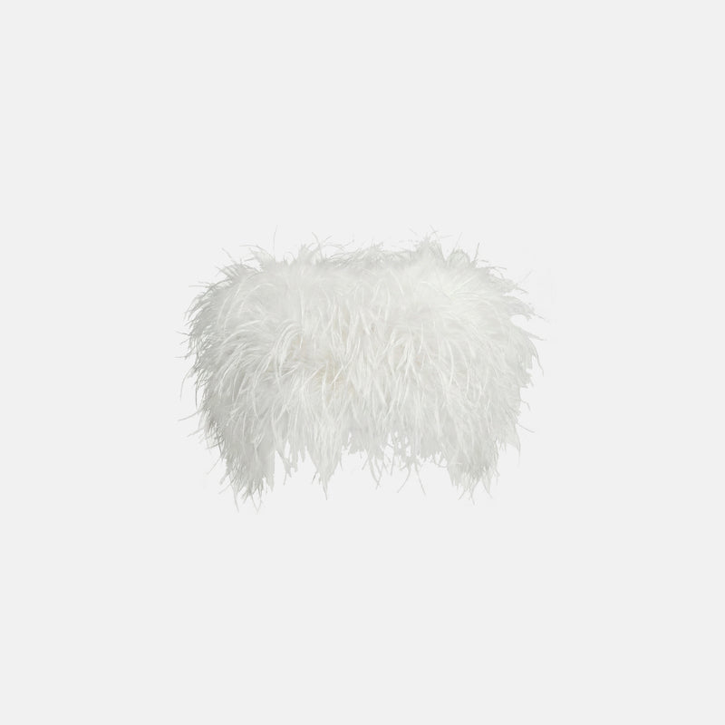 White ostrich feather bandeau top