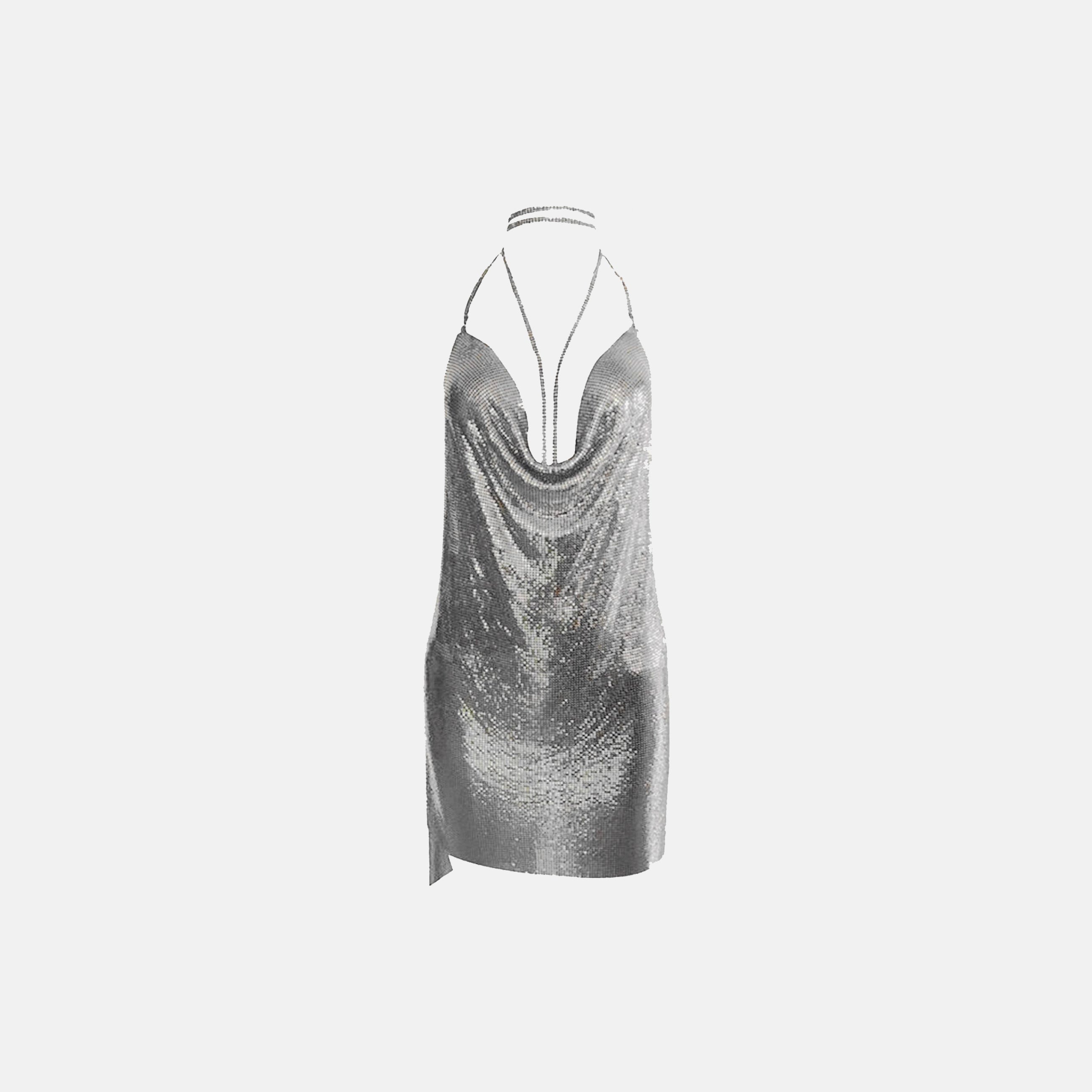 Silver jewels metal mini dress