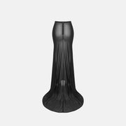 Train skirt with black transparencies