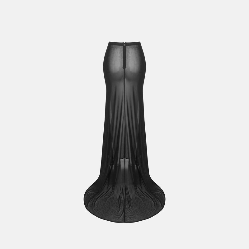 Train skirt with black transparencies