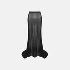 Gonna a strascico con trasparenze di colore nero