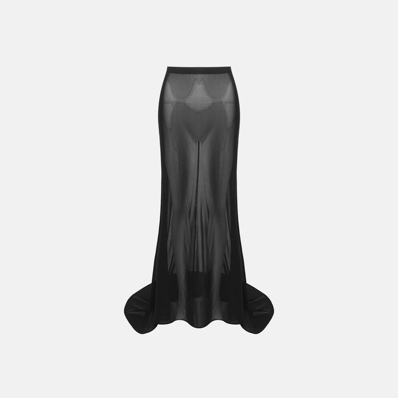 Train skirt with black transparencies