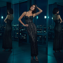 Black lace midi dress