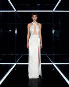 White silk cutout dress