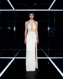 White silk cutout dress