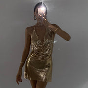 Gold jewels metal mini dress