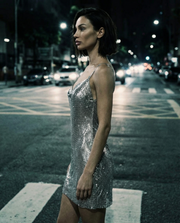 Platinum metal mesh crystals dress