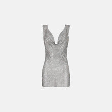 Silver crystal draped dress