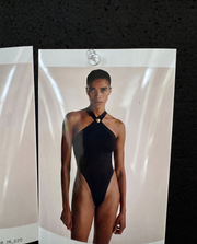 Black crossover neckline bodysuit