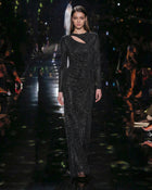 Black crystal draped dress