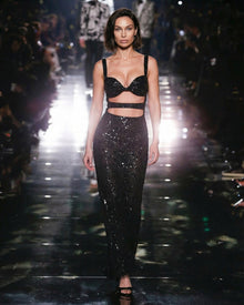 Black sequin gown dress